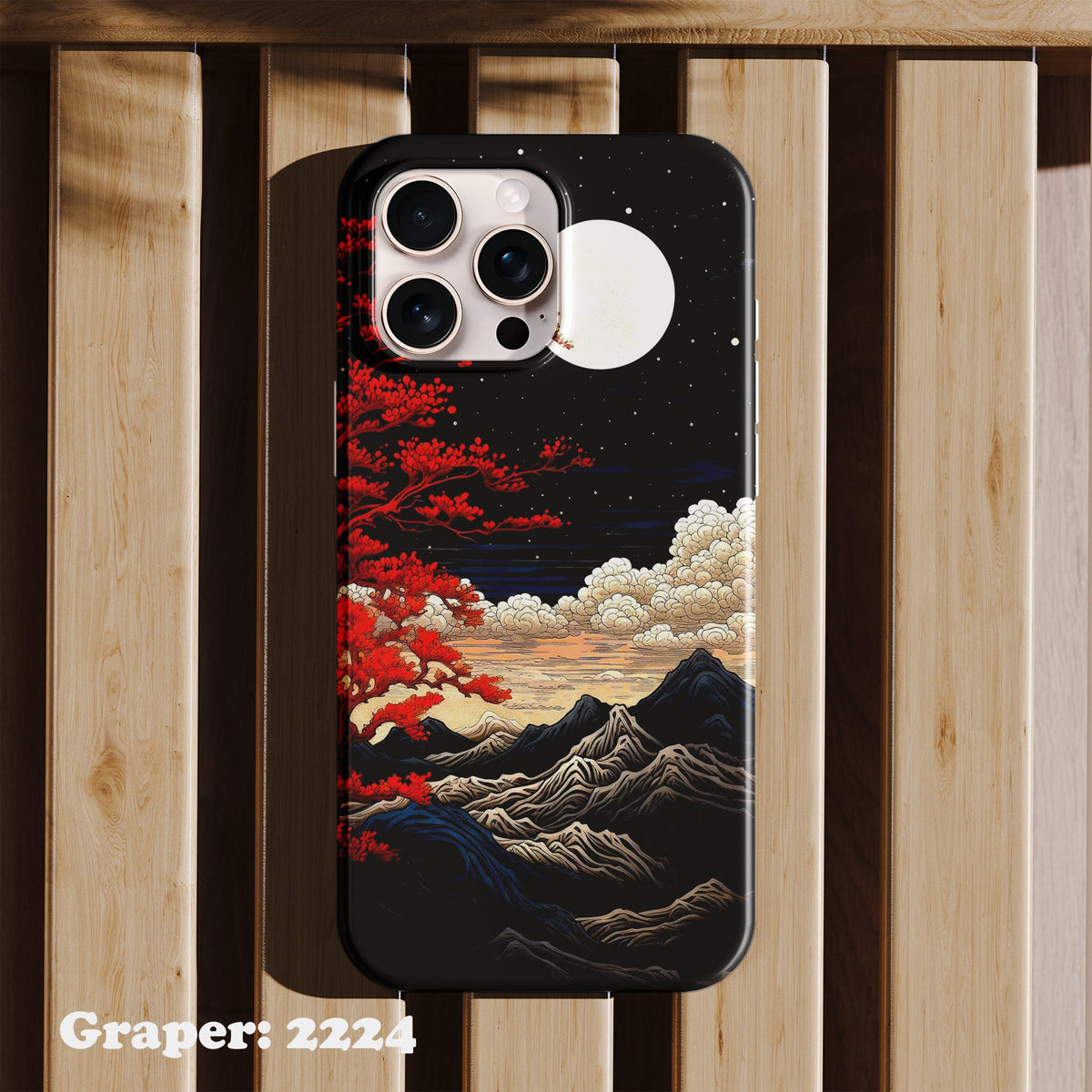 Phone case - Artistic Designs - Moon Over Mountains - Design 2224